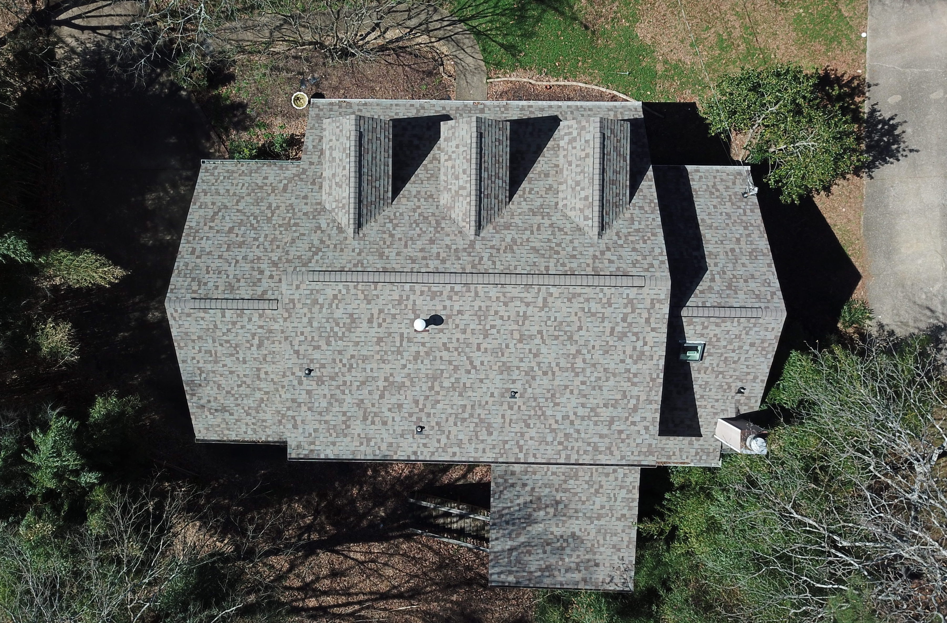 leaking roof replacement arial view